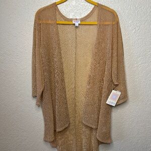 LuLaRoe Lindsay Rose Gold Open Front Kimono Cardigan Wrap Women's Size Large